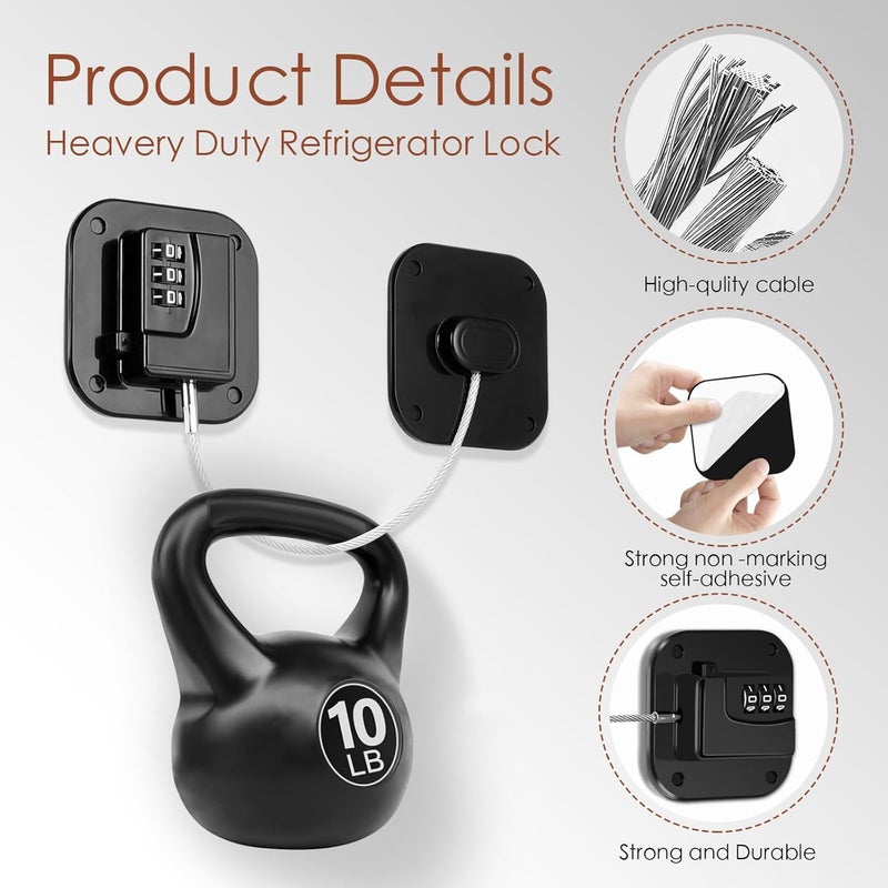 Himake Refrigerator Lock, Combination Lock for Refrigerator Cabinets - Image 3